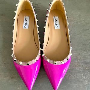 Rock stud hot pink flats